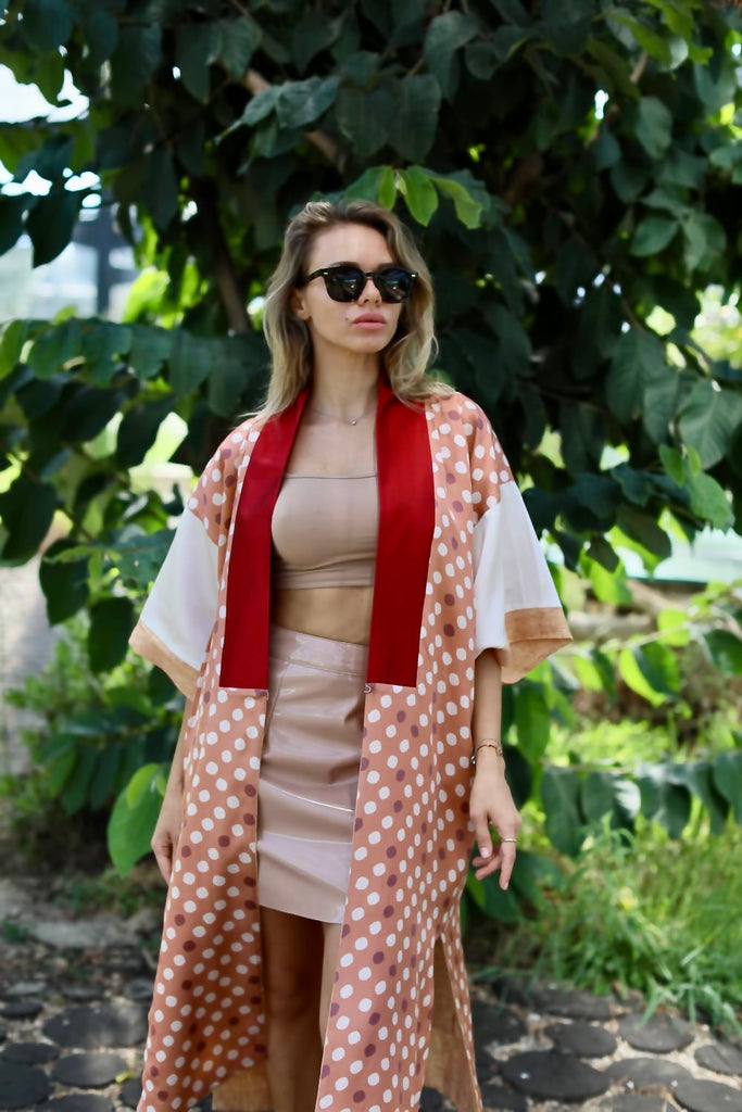 Reversible Kimono "White dots" - Lunekova Fur and Fun