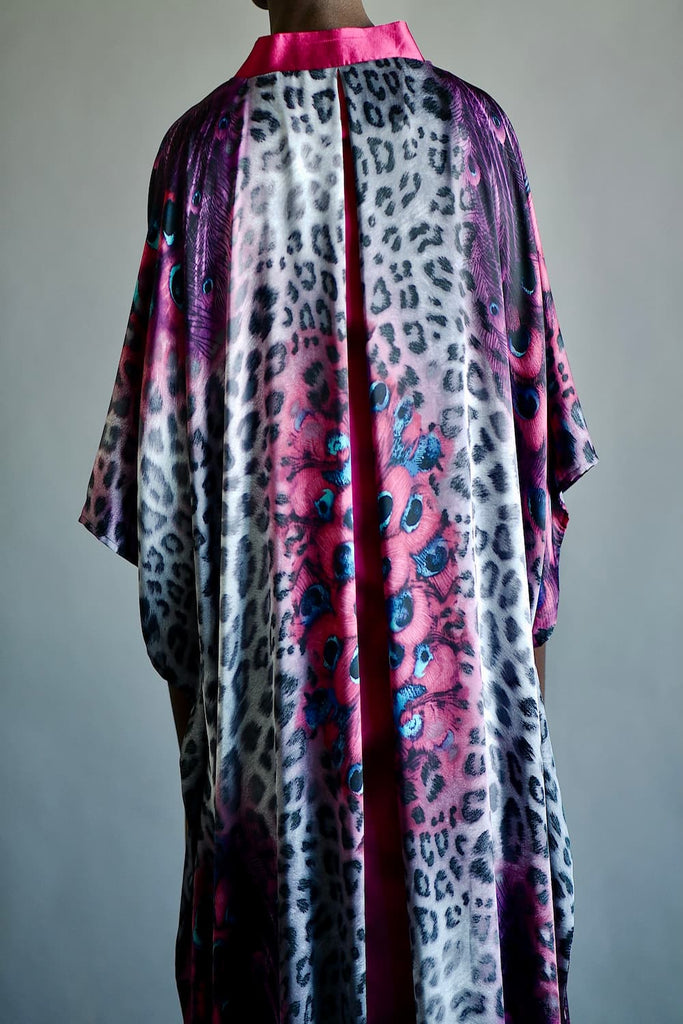 Silk Kimono "Peacock" - Lunekova Fur and Fun