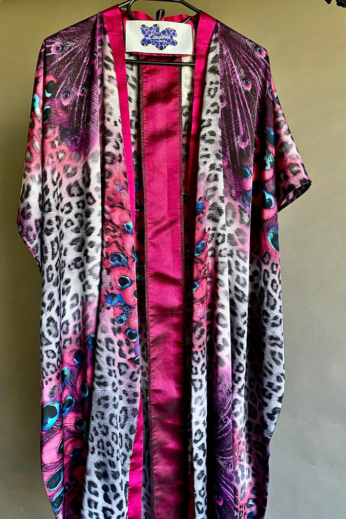 Silk Kimono "Peacock" - Lunekova Fur and Fun